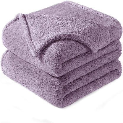 Exclusivo Mezcla King Size Flannel Fleece Blanket, Super Soft Velvet Plush Bed Blanket, Fuzzy Cozy and Warm for All Seasons, 90x104 Inches, Grayish Purple