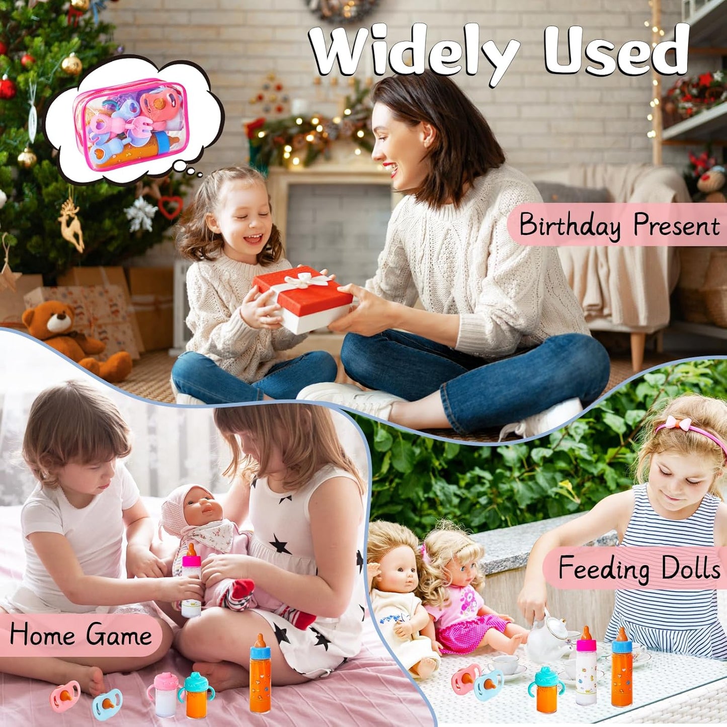 12 Pcs Baby Doll Accessories Magic Bottle set,Pretend Play Feeding Toy Set with Package,Doll
