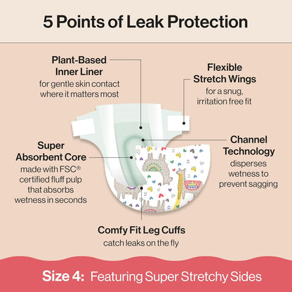 The Honest Company Clean Conscious Diapers for Delicate Skin | Up to 100% Leakproof |