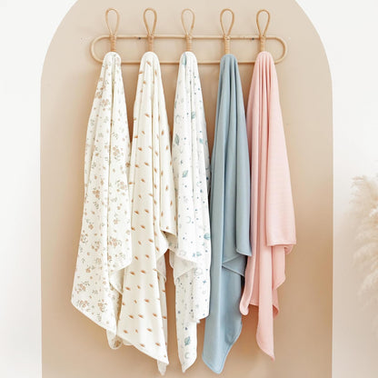 Konssy Knit Baby Blanket 2 Pack, Soft Ribbed Swaddle Receiving Blankets for Boys & Girls