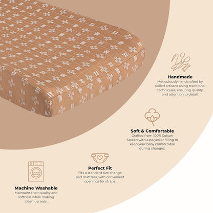 Crane Baby Stretchy Changing Pad Cover, Breathable Changing Pad Cover for Boys and Girls, Copper Dash, 16?�w x 32?�h