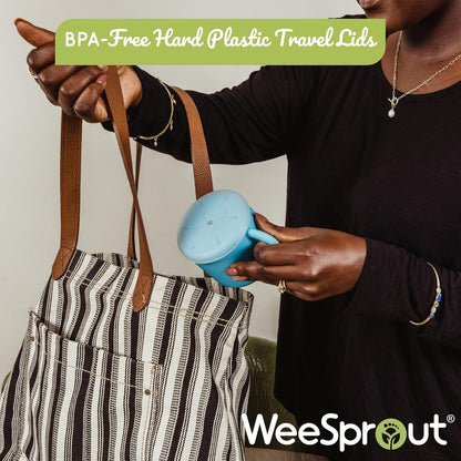 WeeSprout Snack Containers, Food Grade Silicone Cups, Spill-Proof Tops For Toddlers and Babies