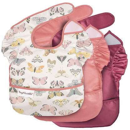 Tiny Twinkle Mess Proof Baby Bibs for Eating - Waterproof, Wipeable Bibs - Toddler Bibs - Travel