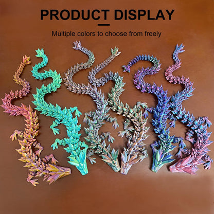 3D Printed Dragon with Dragon Egg 16.5'' Articulated Dragon Crystal Dragon Fidget Dragon Egg Toys Executive Desk Toys (Green, Dragon Only)