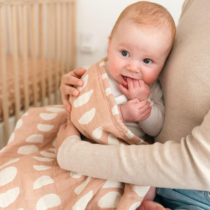 Crane Baby Moon Phase Cotton Baby Blanket 30” x 40”, Soft Cotton Muslin Nursery and Stroller