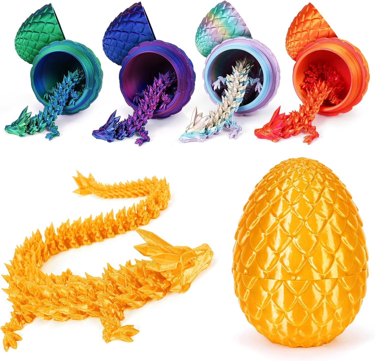 3D Printed Dragon Egg,Dragon Eggs with Dragon Inside,Crystal Dragon Fidget Toys,Full Articulated