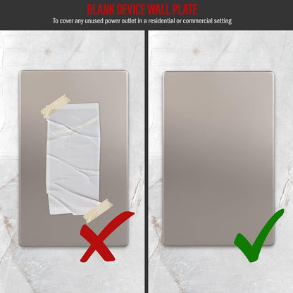 ENERLITES Screwless Blank Wall Plate, Child Safe Blank Device Outlet Cover, Standard Size, 1-Gang 4.68" x 2.93", Polycarbonate Thermoplastic, UL Listed, SI8801-NK, Nickel
