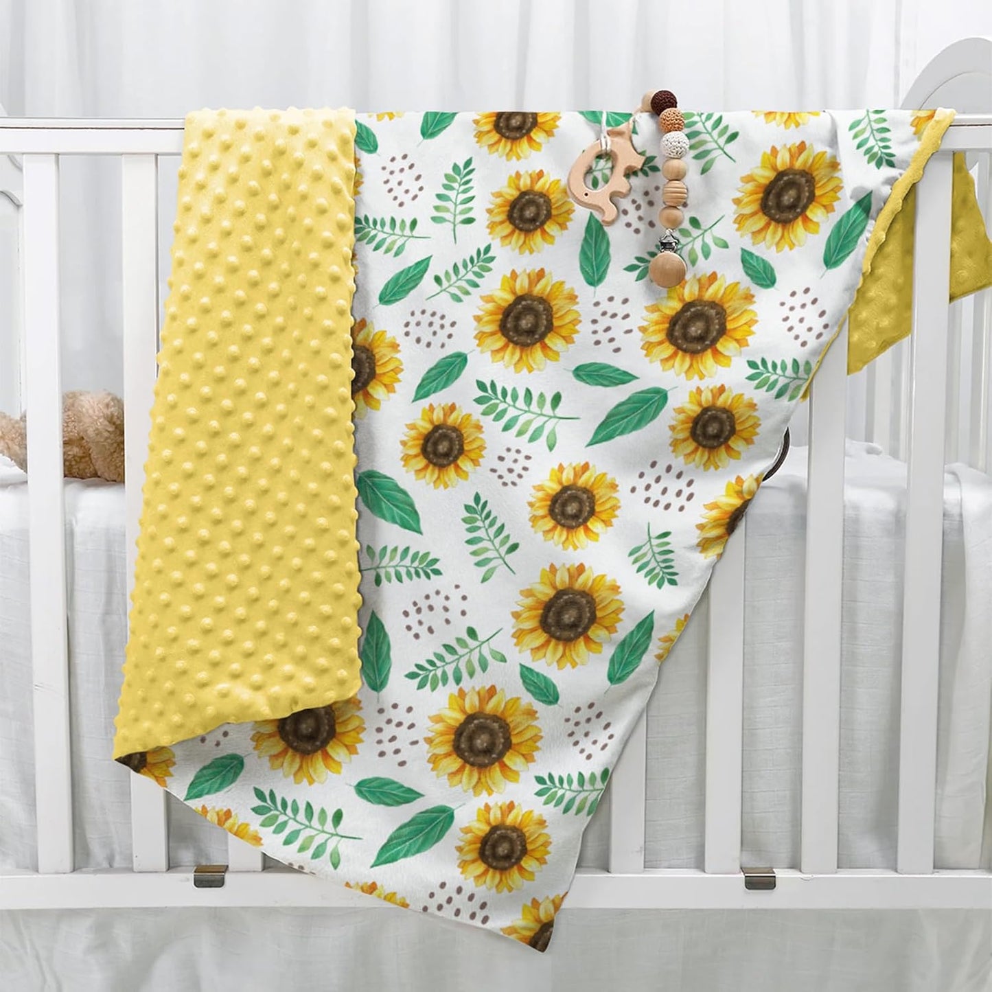 SANDJEST Sunflower Blanket for Girls Kid - 30 x 40 Minky Throw Kids Blankets Gifts for Birthday
