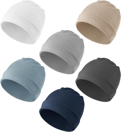 Konssy 6 Pack Baby Beanie Hats for Unisex, Toddler Beanies Baby Girl Boy Hat Warm Cap for Infant, Toddler