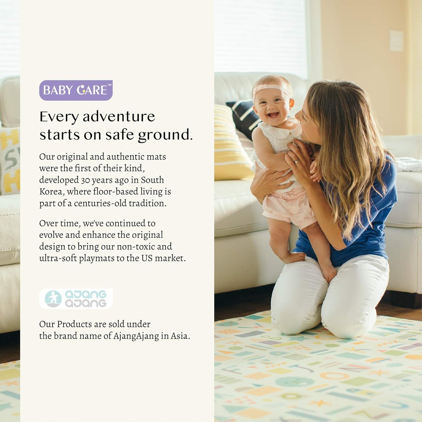 Baby Care Play Mat (Large, Playful - Pinko & Friend) 82'' x 55'' Original One-Piece Reversible Rollable Waterproof Play Mat for Infants, Babies, Toddler, and Kids