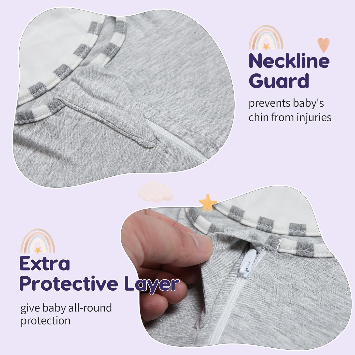 PuppyPaws Baby Sleep Sack, Transition Swaddle, Sleep Sack 3-6 Months, Wearable Blanket Baby with 2-Way Zipper, Swaddles for Newborns Summer, 95% Rayon derived from Bamboo, 5% Spandex