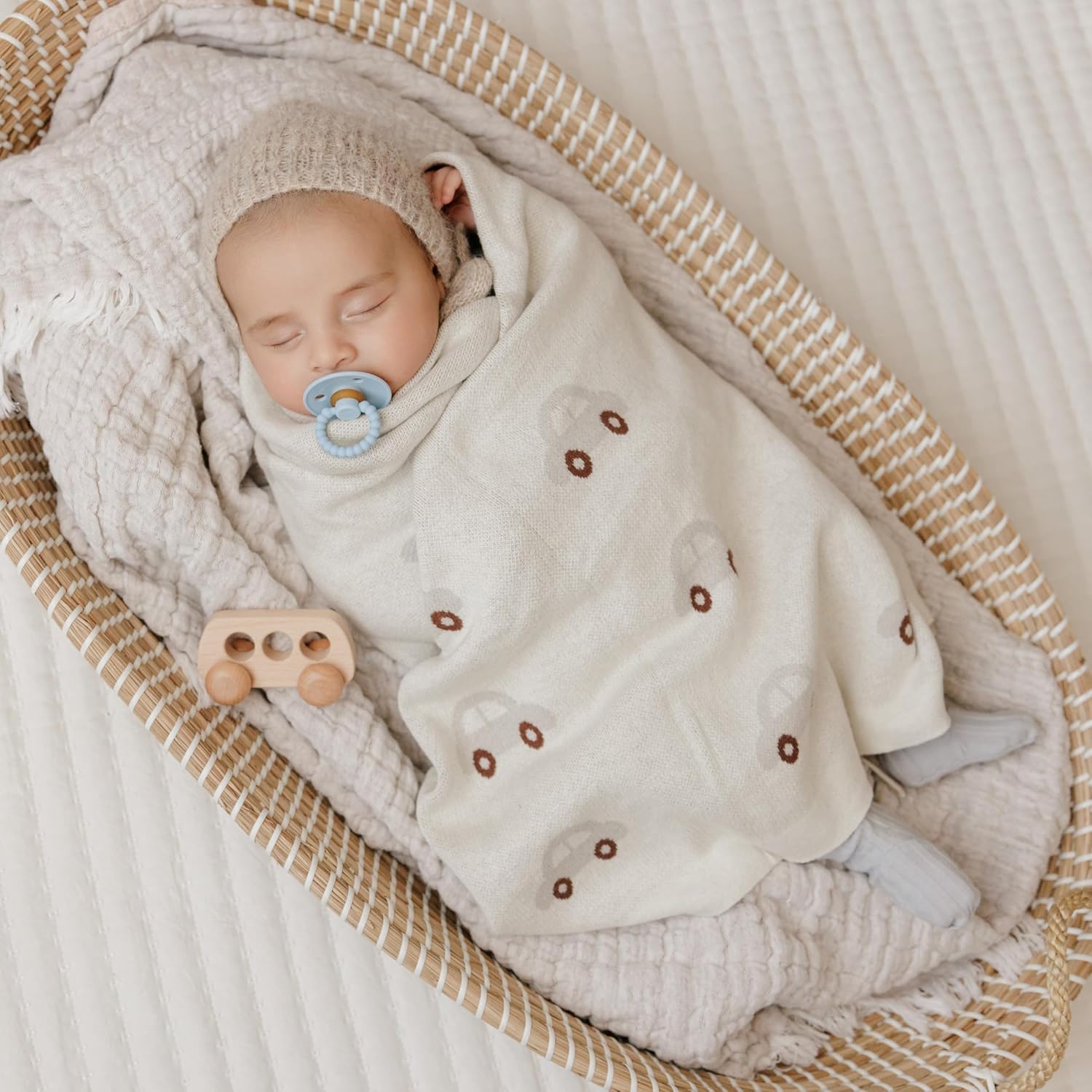 Baby Receiving Blanket for Boys 100% Cotton Buttery Soft Cozy Receiving Swaddle Crib Stroller