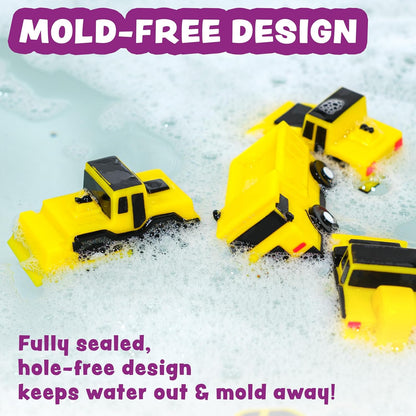 Tub Works® Construction™ Trucks Mold Free Bath Toys, 6 Pack | Sealed, No Hole Bath Toys Design