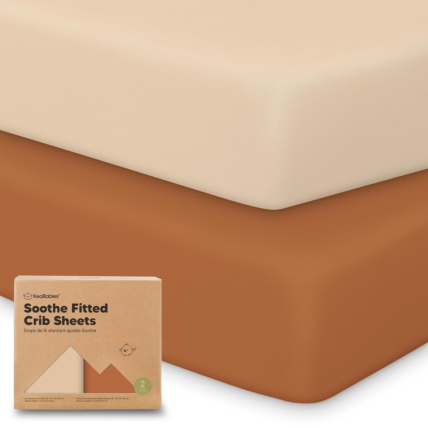 KeaBabies 2-Pack Organic Crib Sheets for Boys, Girls - 52x28 Fitted Crib Mattress Sheet Neutral