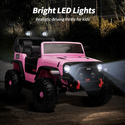 2 Seater Ride on Toy Car for Kids, 24V 4WD Ride-on Truck Kids Electric Car with Remote Control, 4x200W Motors - Light Pink