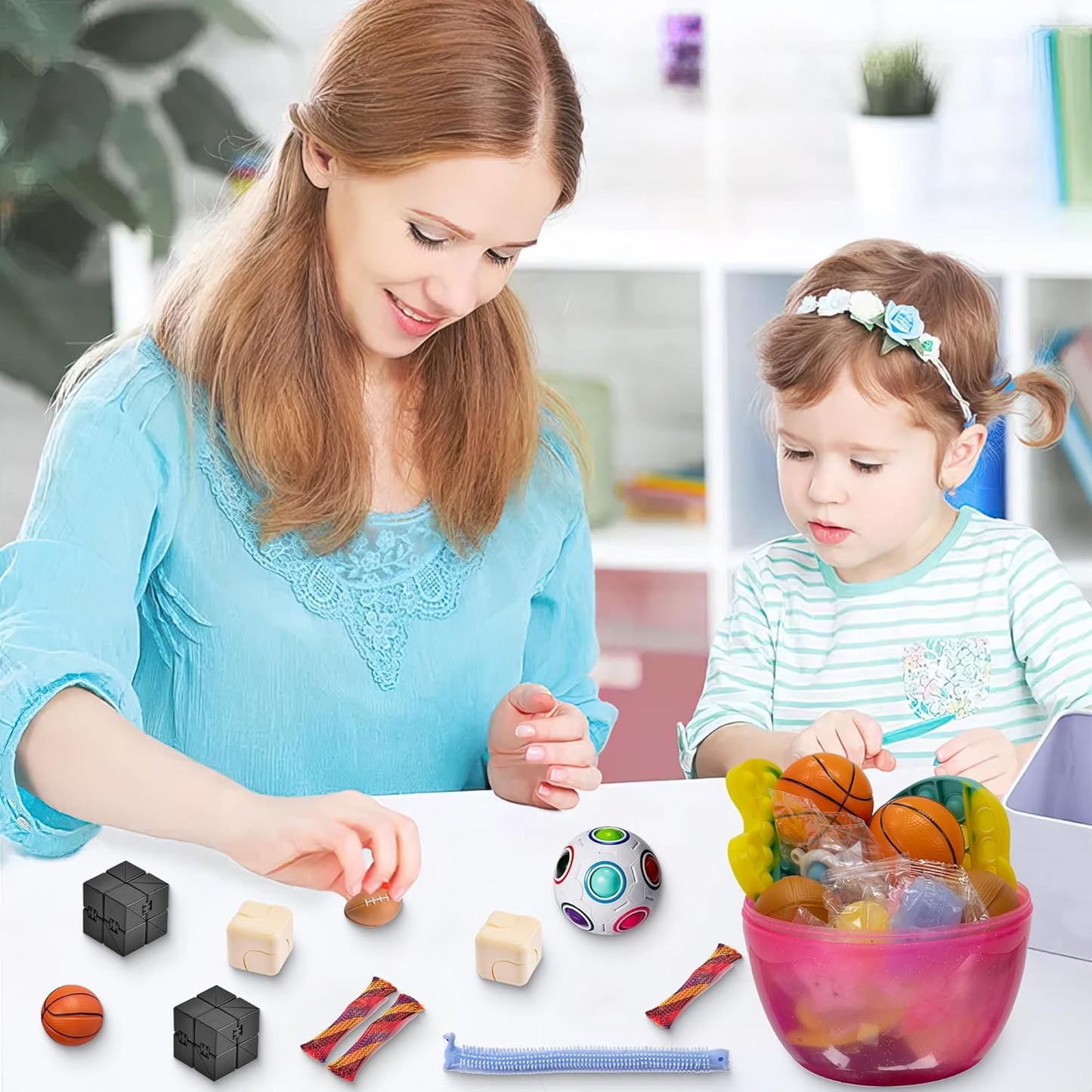 Ganowo Jumbo Easter Eggs Prefilled with 30pcs Fidget Toys,Easter egg Fillers,Basket Stuffers,Classroom Gifts, Egg Hunt Kids Toddler Boys Gifts Party Favors