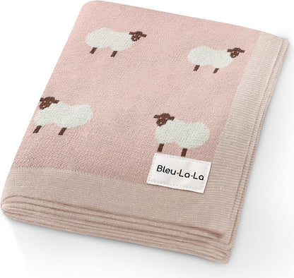 Luxury Knit Baby Receiving Blanket - 100% Cotton Soft Cozy Lightweight Receiving Swaddler Crib