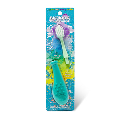 RADIUS Big Kidz Forever Brush Replaceable Head Toothbrush for Children, 6 Years and Up, BPA Free
