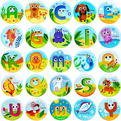 Floating Animals & Alphabet Flash Cards for Bathtub - Preschool Learning Toddler Flash Cards
