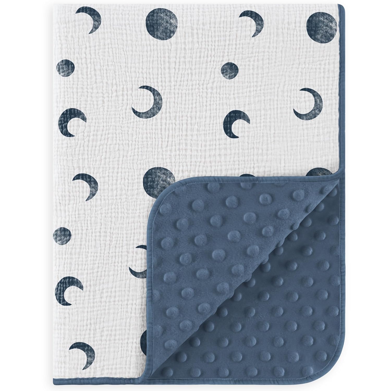 Susurration Baby Blanket for Unisex Boys Girls, Soft Nursery Minky Blanket with Muslin Cotton Front