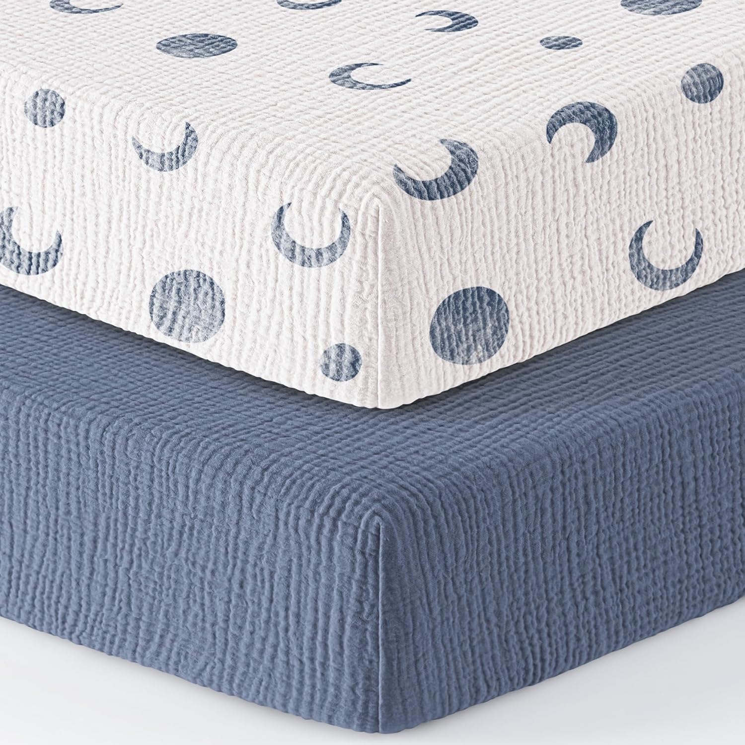 Bearmoss Muslin Mini Crib Sheets for Pack N Play Mattress - 100% Cotton - 38"x24" Soft Breathable