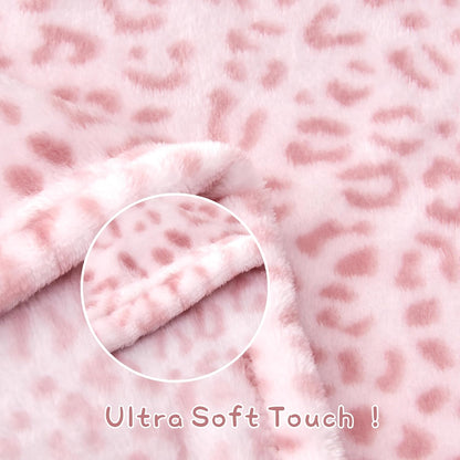 Yurhap Leopard Print Baby Blanket Fleece Baby Blankets for Girls, Ultra Soft Cozy Fluffy Infant