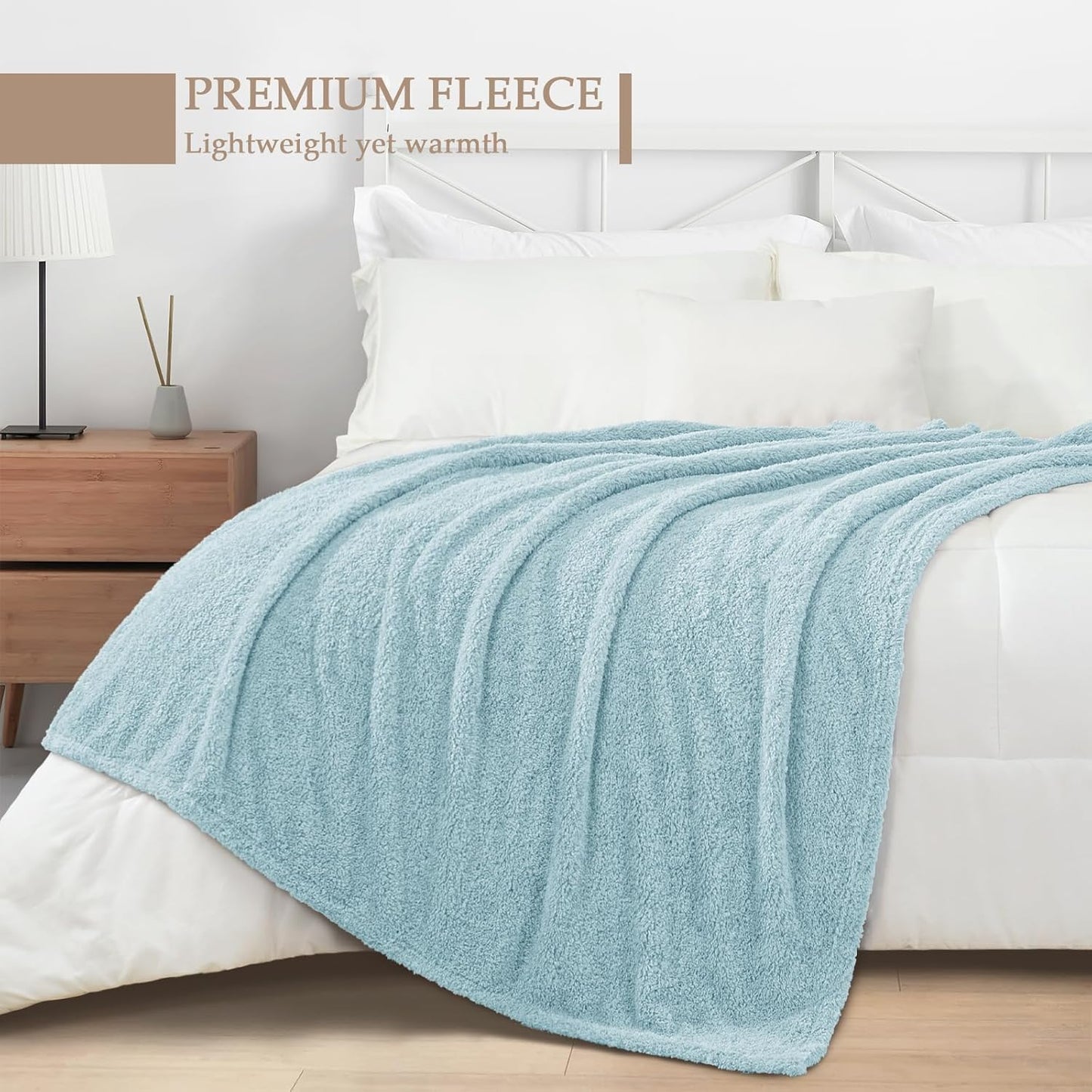 Exclusivo Mezcla Fleece Blanket for Couch, Soft and Cozy King Blankets for Women Men Girls Kids, Suitable for All Seasons, Slate Blue, 90x104 Inches