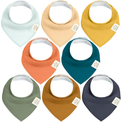 8-Pack Organic Baby Bandana Bibs for Boys, Girls - Super Absorbent Triangle Baby Bibs for Drooling and Teething Infant, 100% Cotton Extra Soft for Newborn, Infant 0-36 Months (Eclipse)