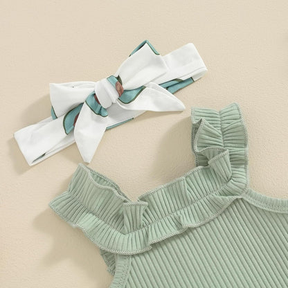 fhutpw Baby Girl Clothes Summer Cute Outfits 3 6 12 18 Months Spaghetti Strap Romper & Floarl Shorts Sets