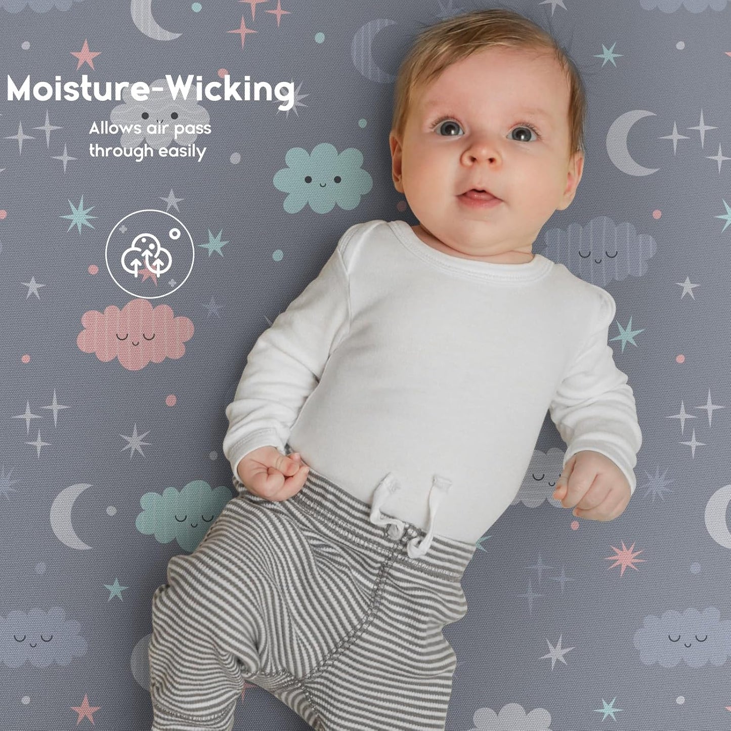 Yoofoss Pack and Play Sheets Fitted, Mini Crib Sheets 2-Pack for Pack N Play Mattress, Stretchy