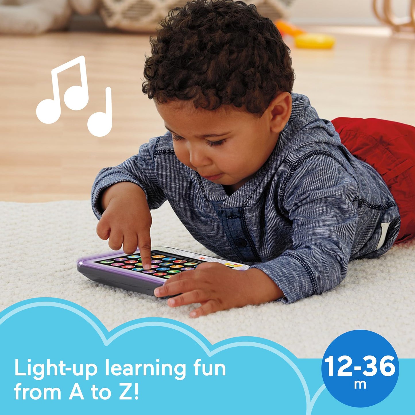 Fisher-Price Toddler Learning Toy Laugh & Learn Smart Stages Tablet Pretend Computer with Music &