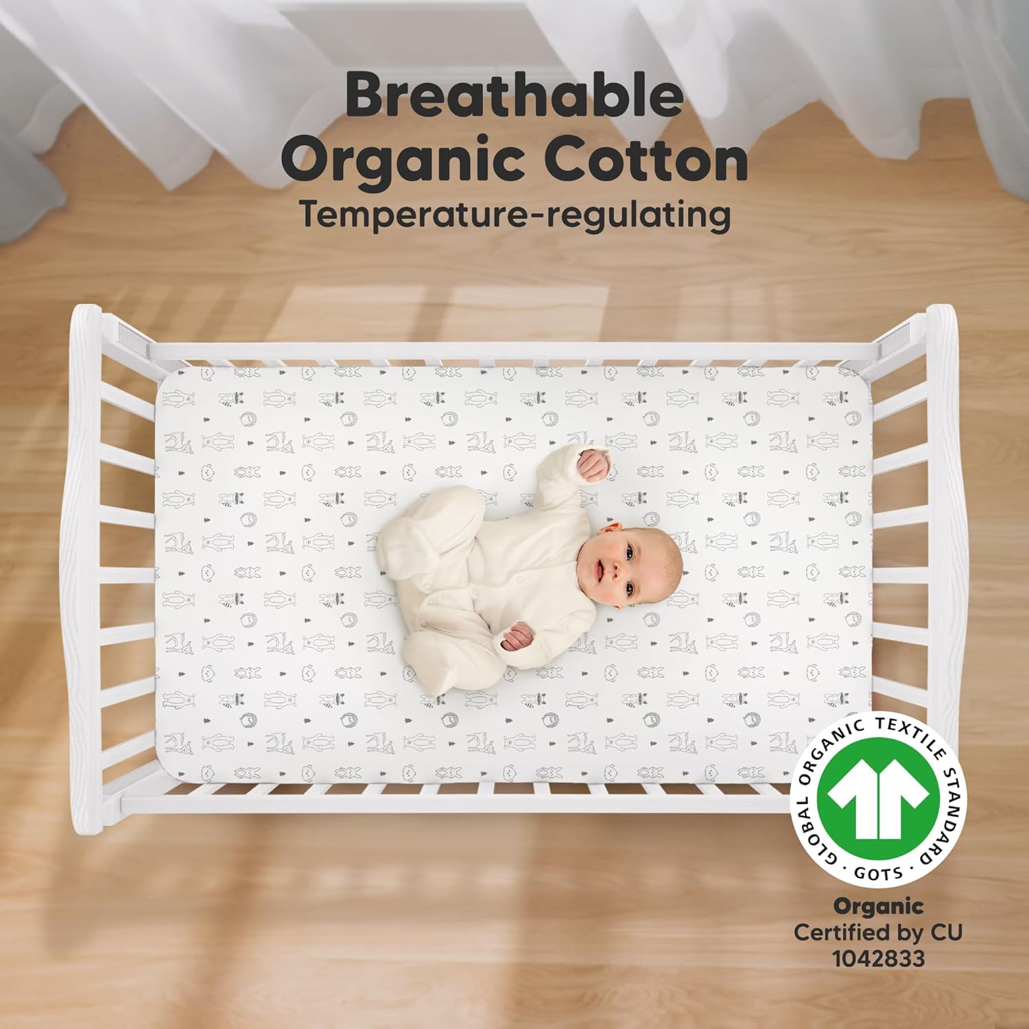 KeaBabies 2-Pack Organic Crib Sheets for Boys, Girls - 52x28 Fitted Crib Mattress Sheet Neutral