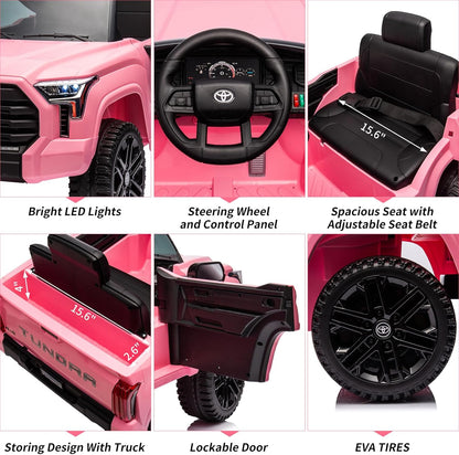 Electric Car for Kids, Licensed Toyota Tundra 12V Electric Truck, Off-Road Kids Car w/Remote, Spring Suspension & 3 Speeds, LED Headlights, Ride-On Toys for Boys/Girls
