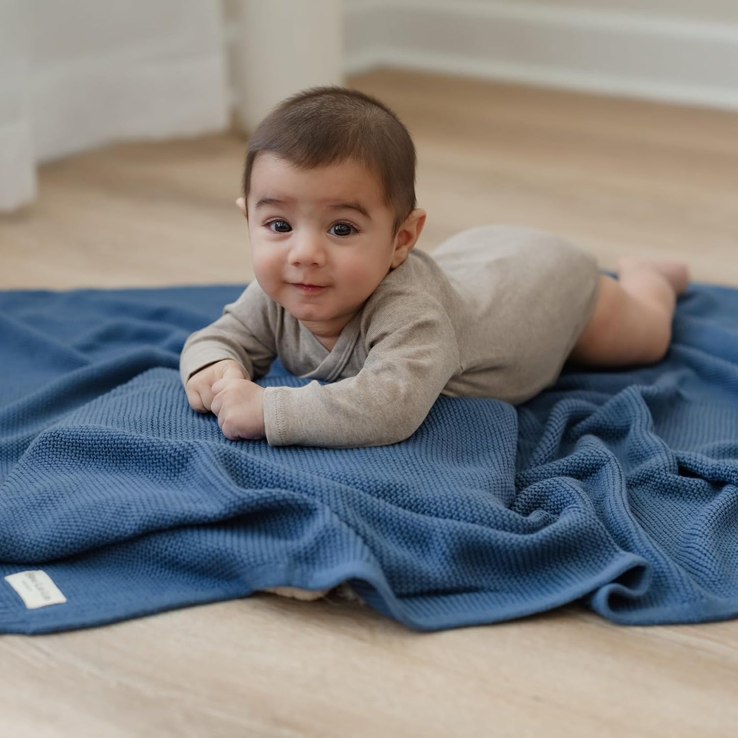 Heritage Knit Organic Cotton Receiving Swaddle Blanket for Boys - 100% Organic Soft Luxury Cotton