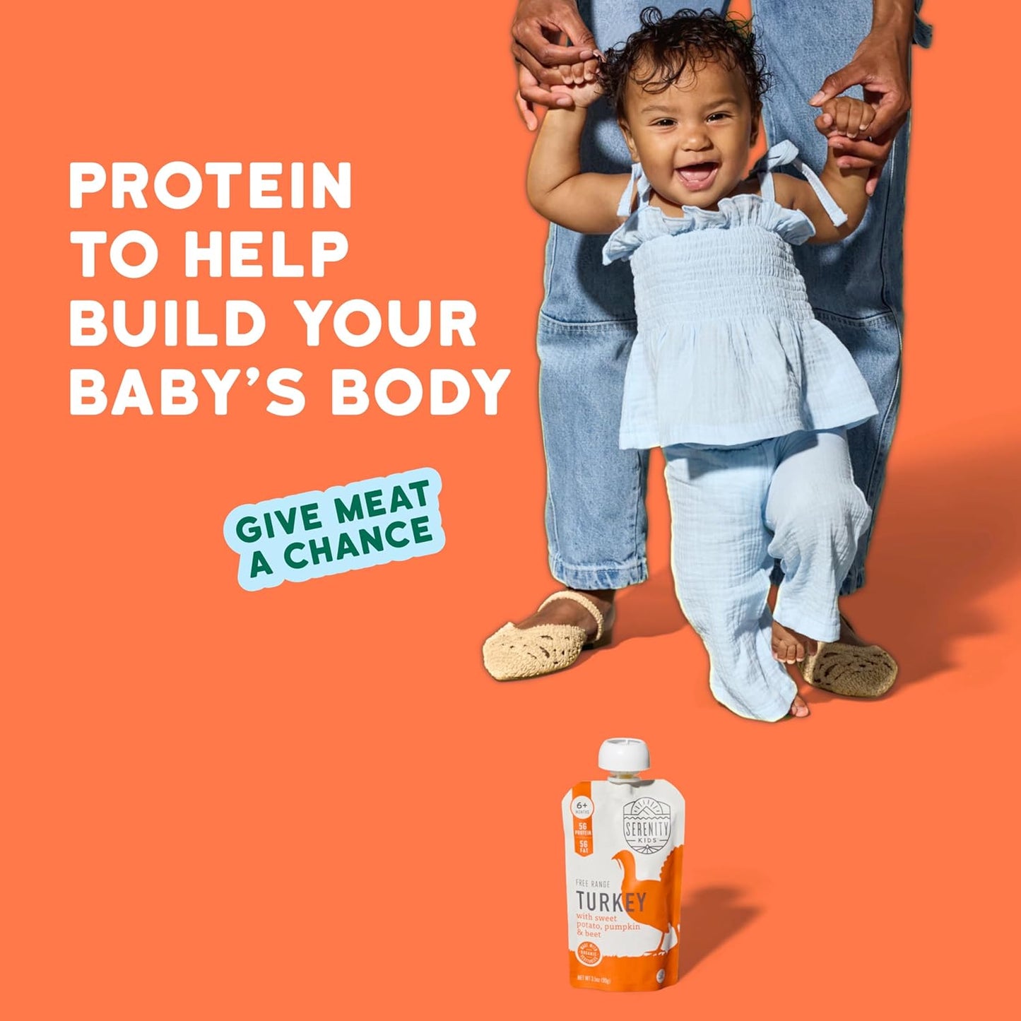 Serenity Kids 6+ Months Turkey Puree Baby Food Pouches - Ethically Sourced BPA-Free Pumpkin Puree &