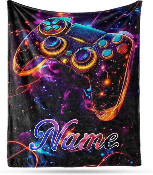 Ship Next Day, Custom Gaming Blanket - Printed in USA, Personalized Game Themed Blanket, Custom