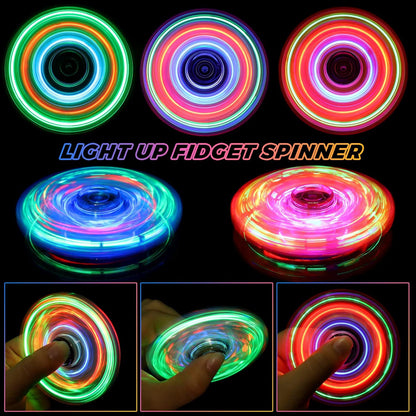 Gigilli 8 Pack Fidget Spinners for Kids 8-12, Light up Party Favors Stress Relief Fidget Toys Bulk for Kids Adults, Glow in The Dark Party Supplies, Fidgets for Classroom Prizes Goodie Bags Stuffers