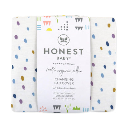 HonestBaby Girls Organic Cotton Changing Pad Cover, Marker Dot Purple, One Size