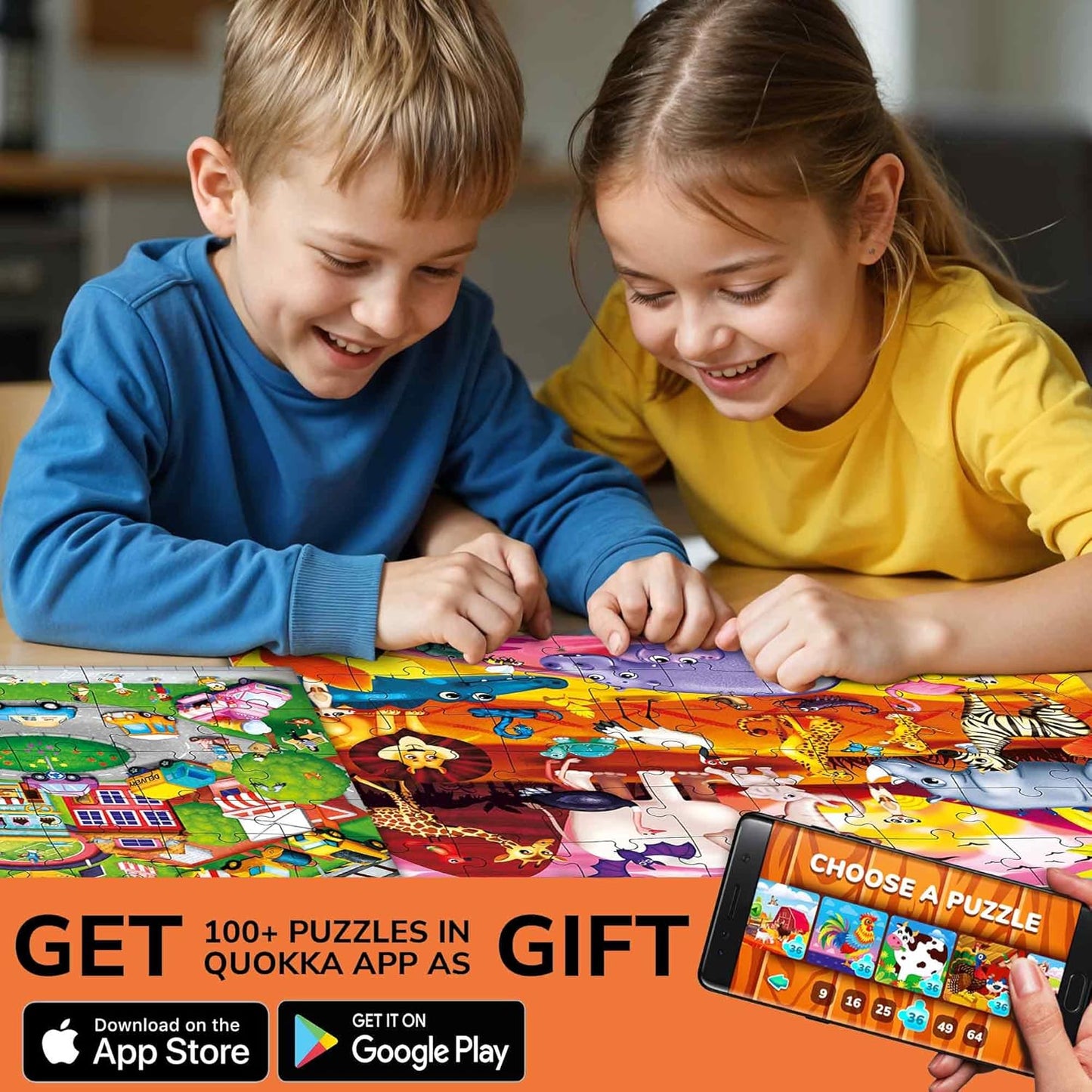 QUOKKA Puzzles for Kids Ages 4-6 – 4 x 48 Pieces Jigsaw Puzzles for Toddlers 2-4 – Children's Game Ages 3-5 for Learning Farm Animals – Educational Preschool Toy for Boys and Girls 4-8 Years Old