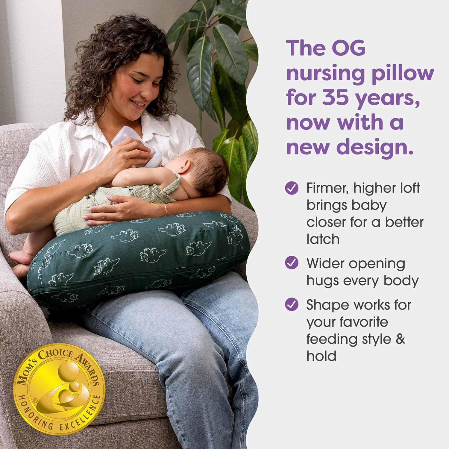 Boppy Nursing Pillow - Ergonomic Bottle & Breastfeeding Pillow with High, Firm, Large Area