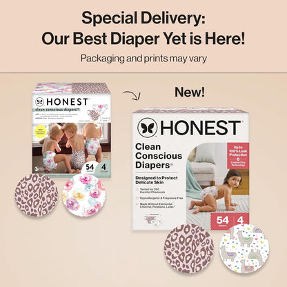 The Honest Company Clean Conscious Diapers for Delicate Skin | Up to 100% Leakproof |