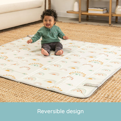 Infantino Foldable Foam Play Mat Reversible 57x57 in, Rainbows