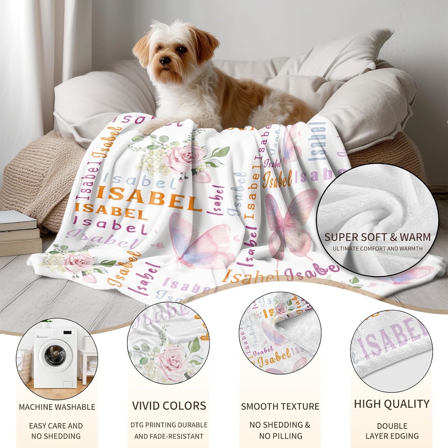 Ship Next Day, Personalized Baby Blanket - Printed in USA, Custom Baby Blanket with Name
