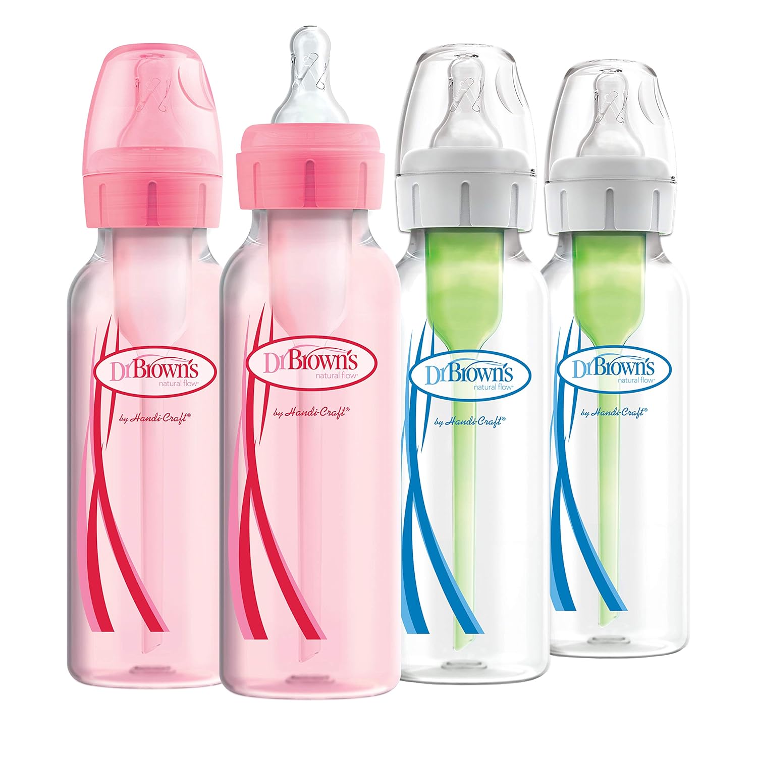 Dr. Brown’s Natural Flow® Anti-Colic Options+™ Narrow Baby Bottles, 8 oz/250ml, with Level 1 Slow