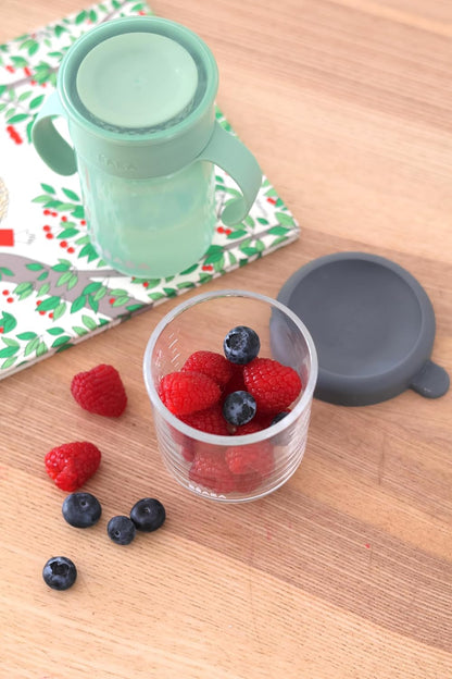 BEABA 8 oz Glass Baby Food Jars with Soft Silicone Air Tight Lids, Glass Storage Containers with