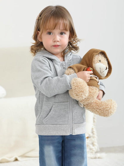 Cooraby 3 Pieces Baby and Toddler Girls Fleece Full-Zip Hoodies Lightweight Jacket with Pockets Winter Coat for Baby Girls