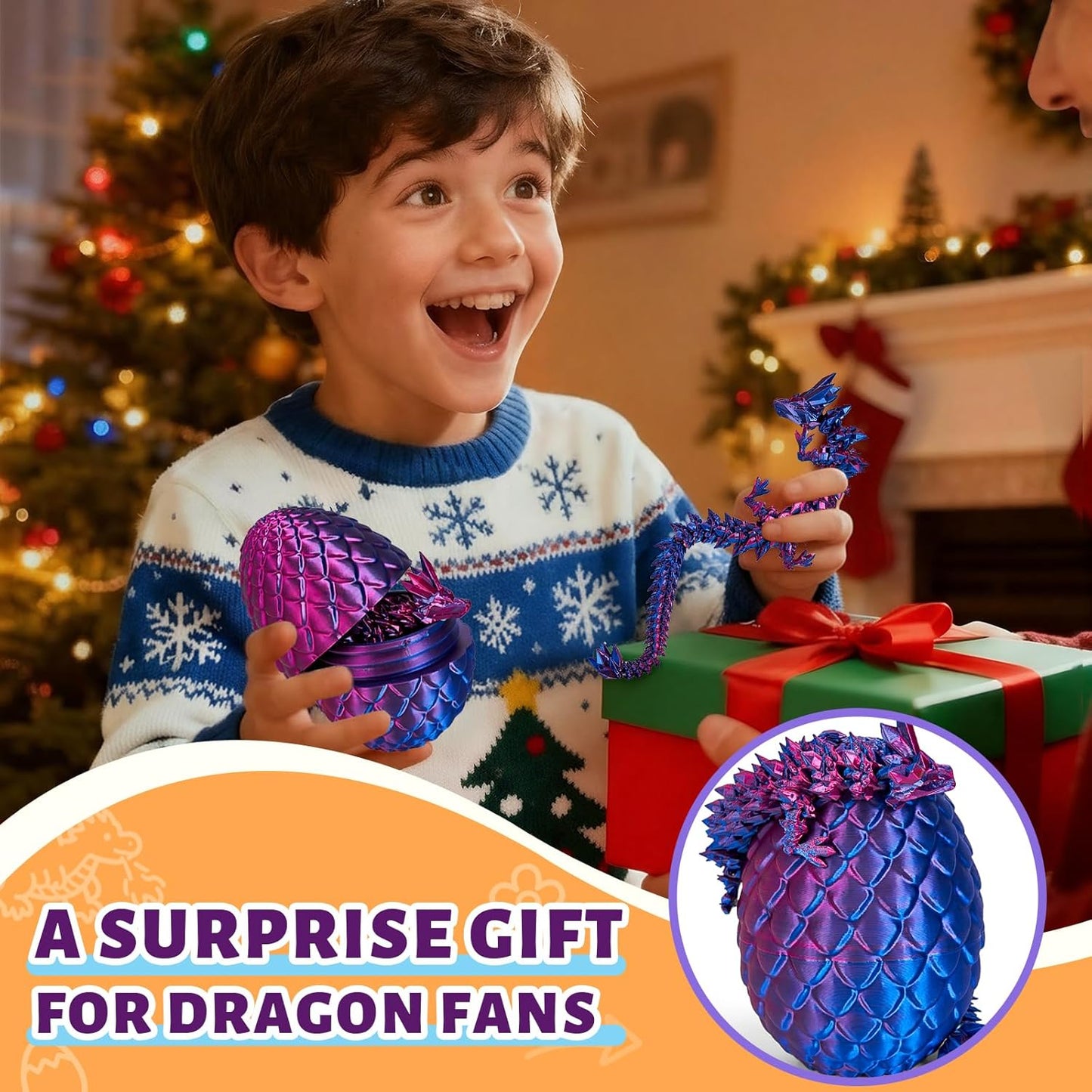 Cessfle 12" Prefilled Easter Dragon Eggs with 3D Printed Dragons Inside, 3D Printer Articulated Crystal Fidget Toy, Easter Basket Stuffers for 5-7 4-6 8-12 Year Old Boys Kid Teen Girls Adult