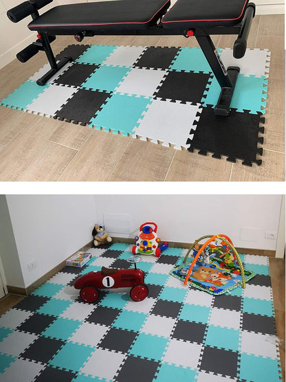 MQIAOHAM® 25 Pieces Puzzle Play Mats, Soft Baby Play Mat, Kids Interlocking Foam Floor Tiles, Toddlers Carpet Playmats G301025-102