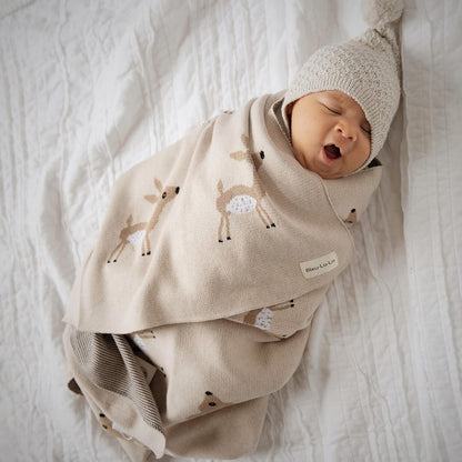 Knit Baby Swaddle Blanket - 100% Cotton Soft Cozy Receiving Swaddling Crib Stroller Blanket Quilt