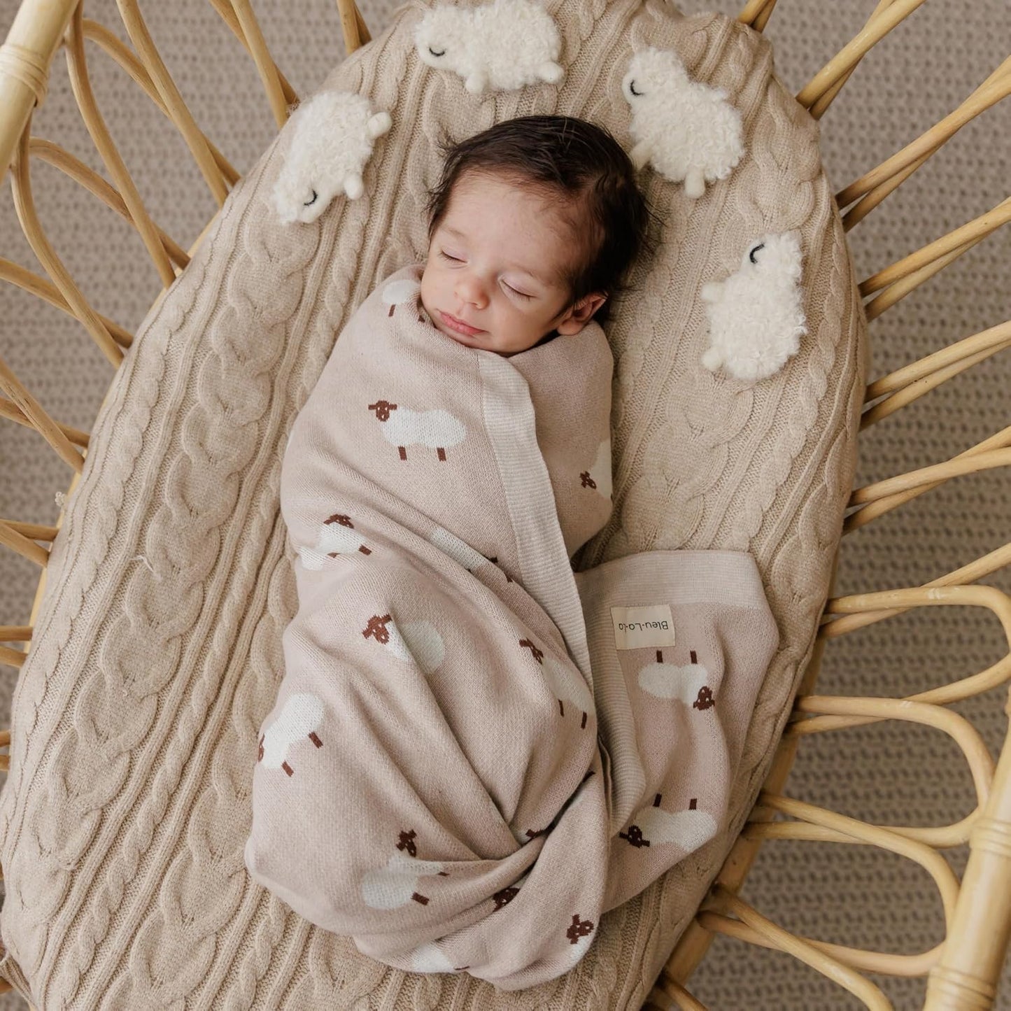 Knit Baby Swaddle Blanket for Boys - 100% Cotton Soft Cozy Lightweight Receiving Swaddling Crib